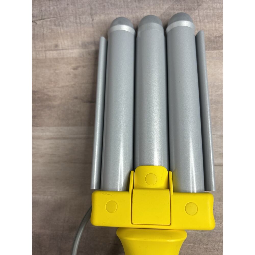 DRYBAR THE BEACH BENDER triple barrel waver yellow hair crimpers curlers - Picture 4 of 8